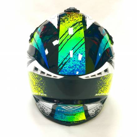 Мотошлем FS-610 Fiber WYLS (Glossy black green, M)
