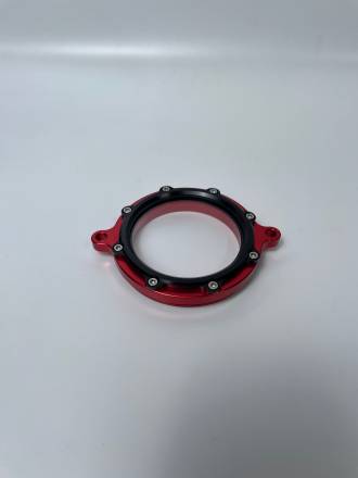 Крышка ГБЦ левая (звезды ГРМ) прозрачная OTOM (красный, только для CB250-F/PR250)